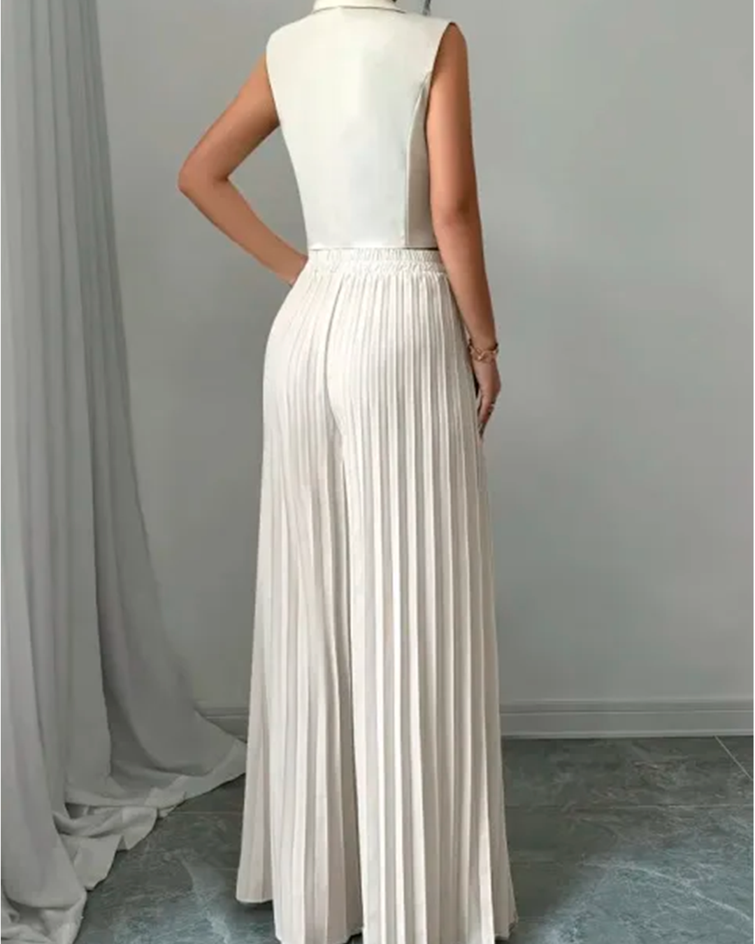 Ensemble Gilet Croisé Cintré + Pantalon Plissé Large