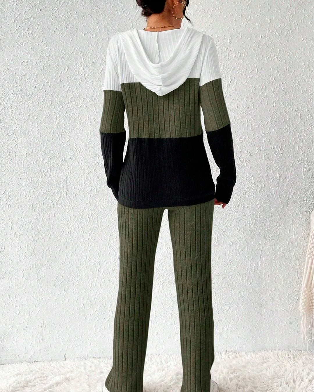 Ensemble Hoodie Bicolore + Pantalon Côtelé Droit