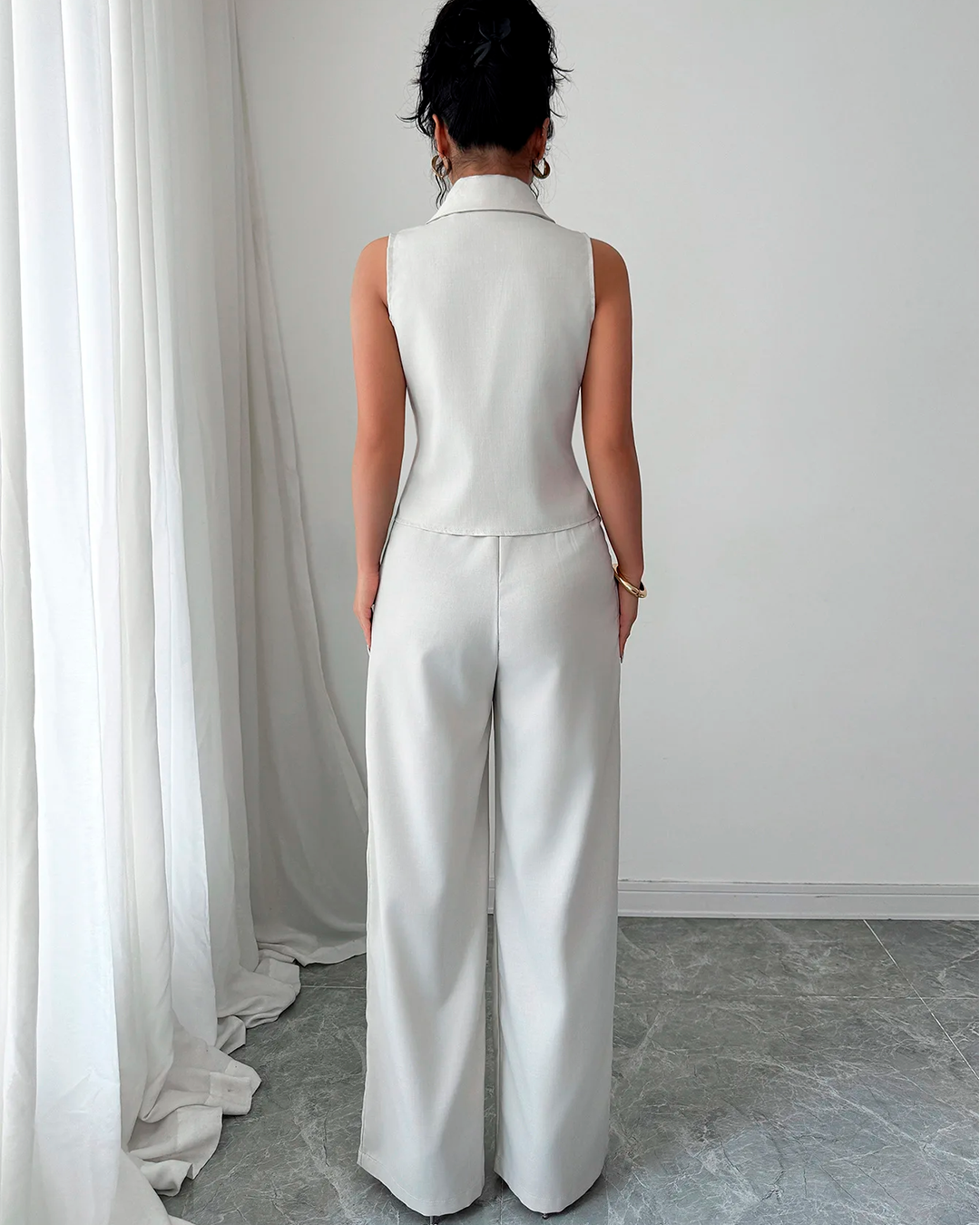 Ensemble Gilet Col Revers Cintré + Pantalon Large