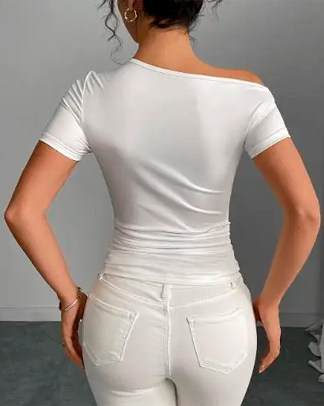 Blouse Épaule Dénudée Imprimé Floral Froncée