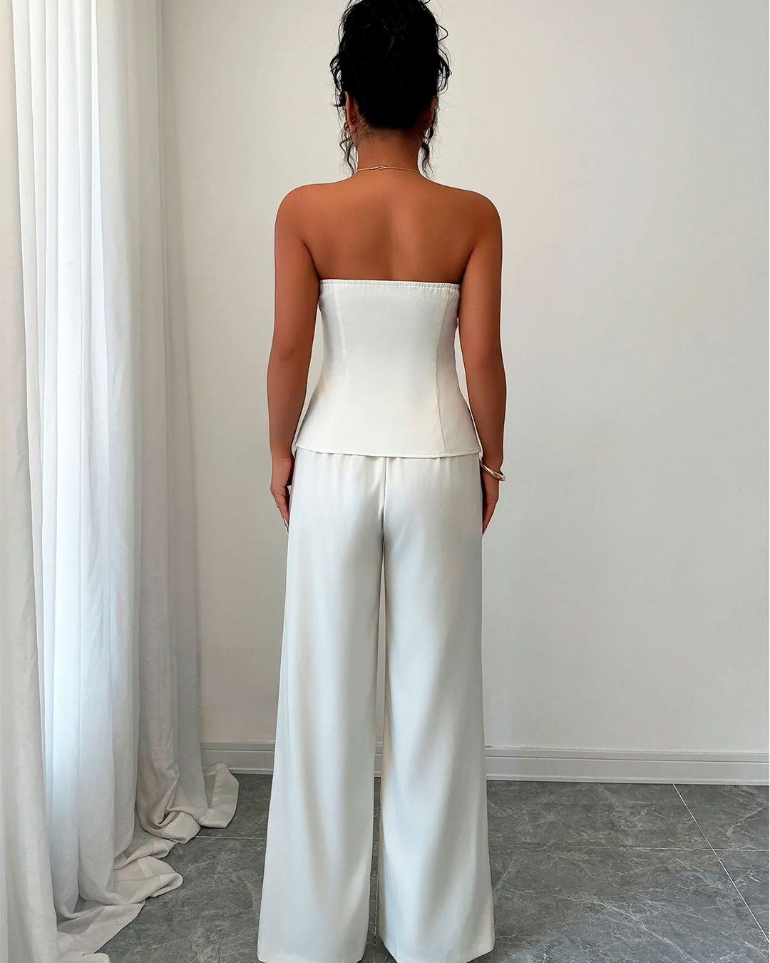 Ensemble Bustier Boutonné Sculptant + Pantalon Large