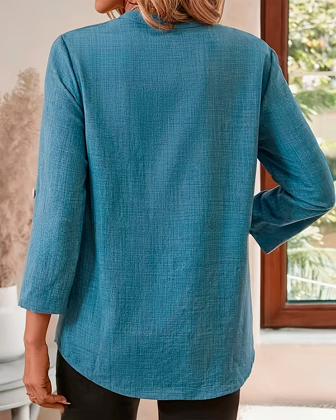 Casual Long Sleeve V Neck Blouse