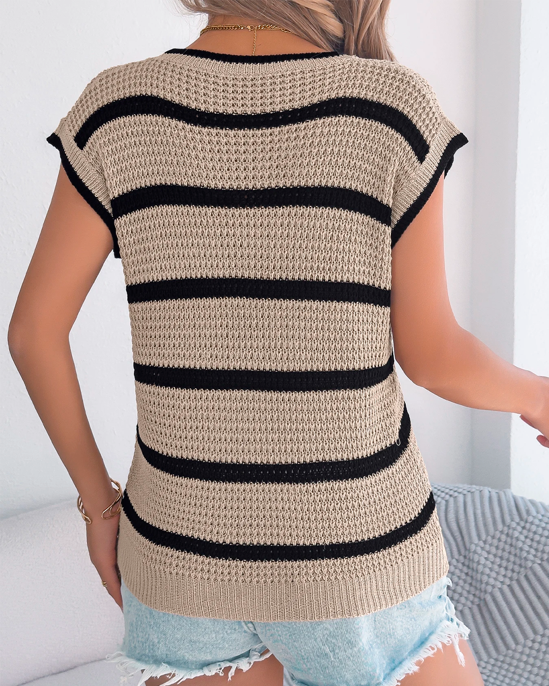 Casual Striped Knitted Blouse