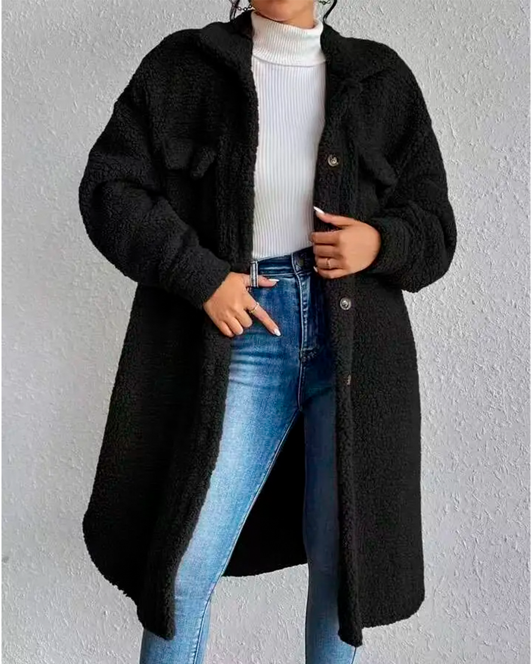 Coat Furry Feminine Long Casual Modern