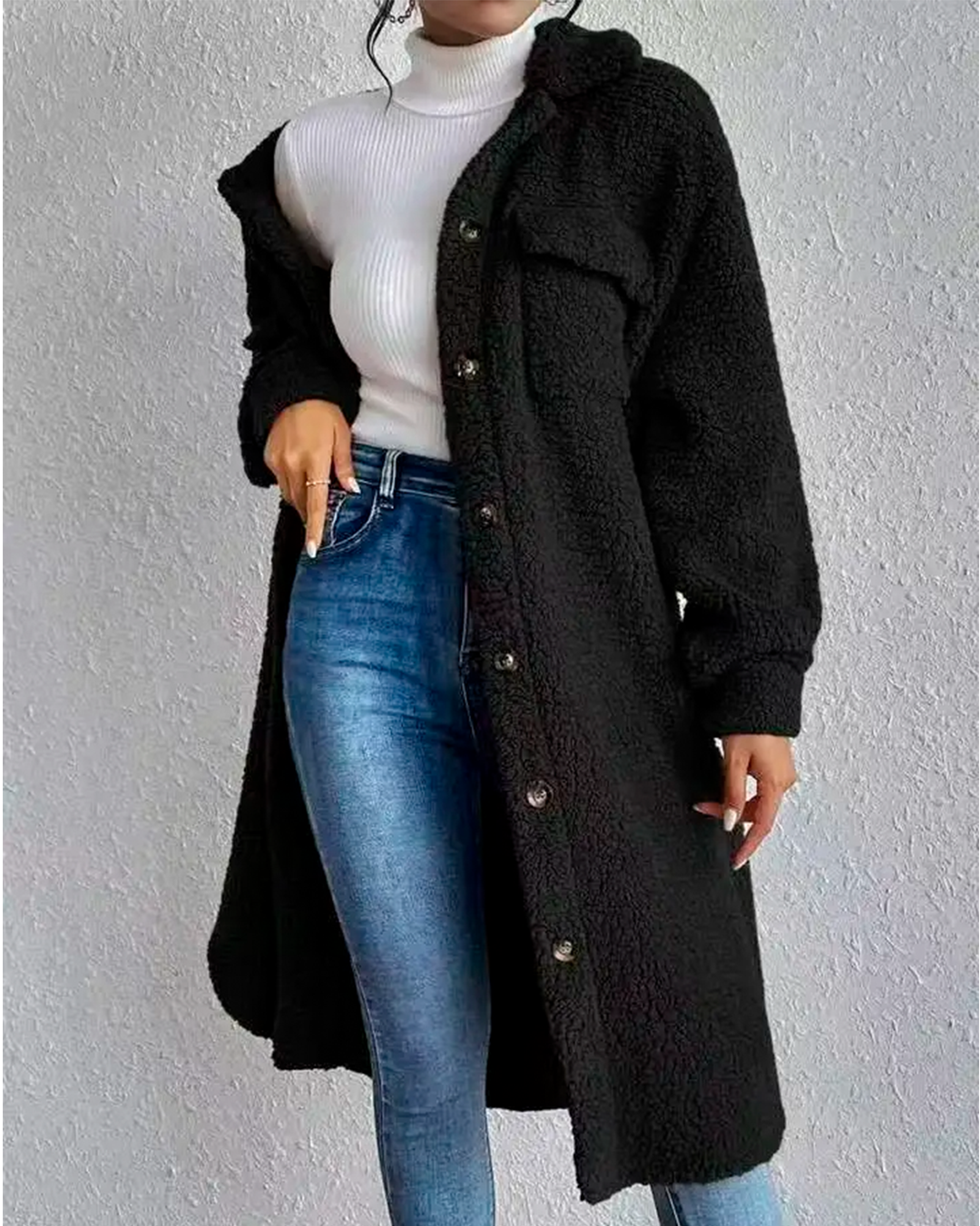Coat Furry Feminine Long Casual Modern