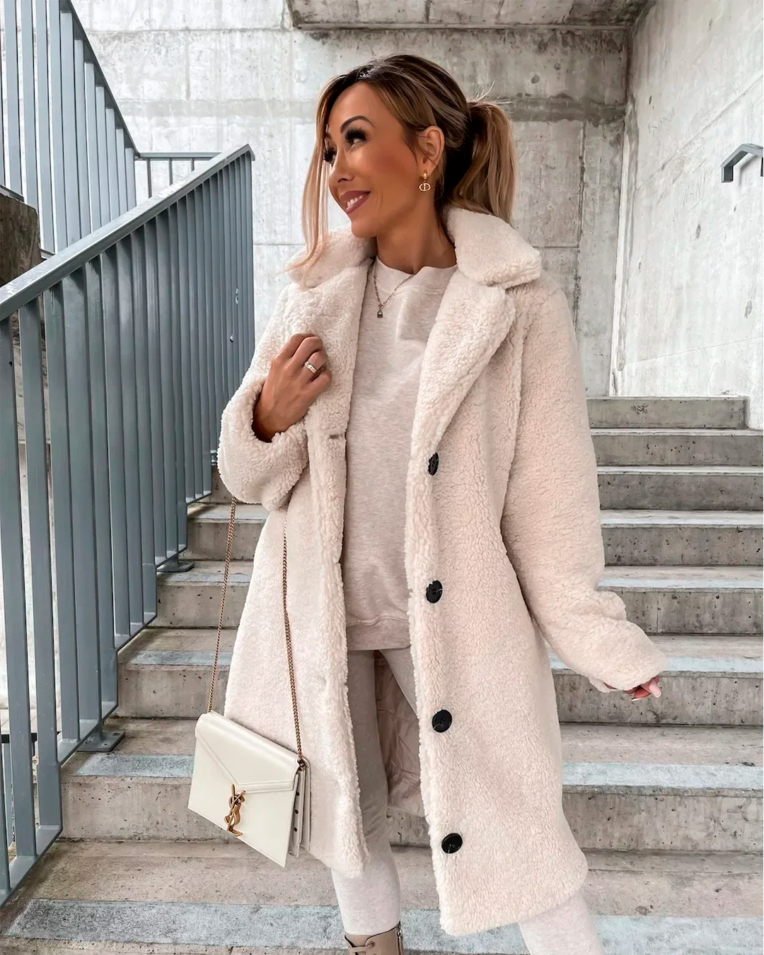 Coat Furry Feminine Long Elegant Winter