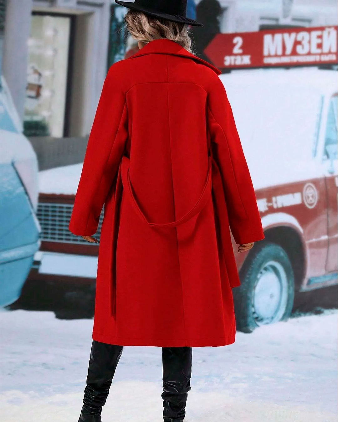 Coat Long Belted Elegant Winter Feminine