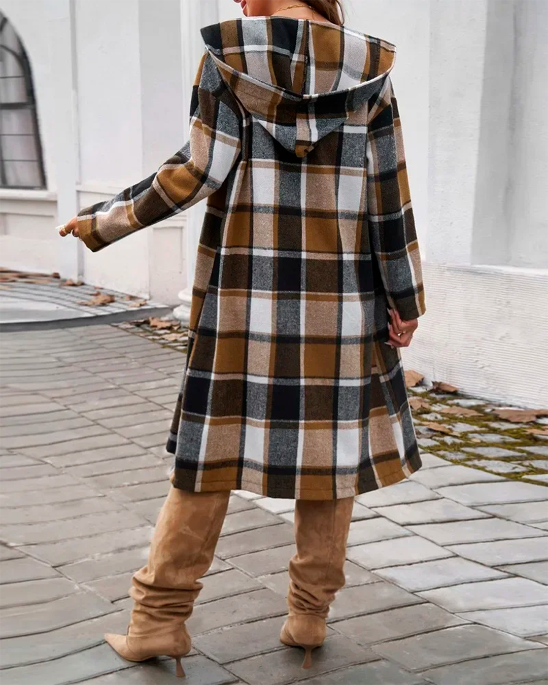 Coat Plaid Feminine Long Casual Modern