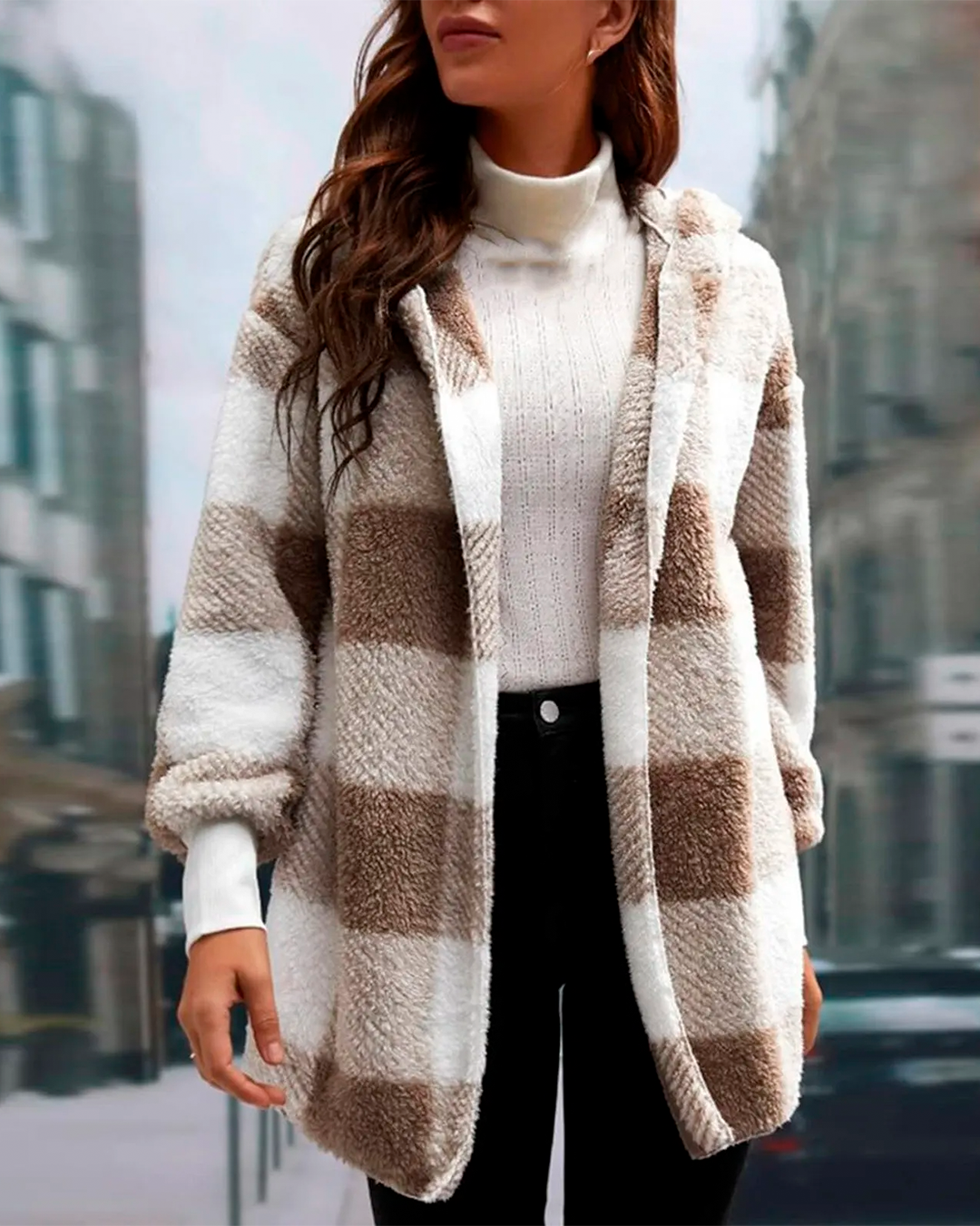 Coat Teddy Plaid Feminine Furry Winter Fashion