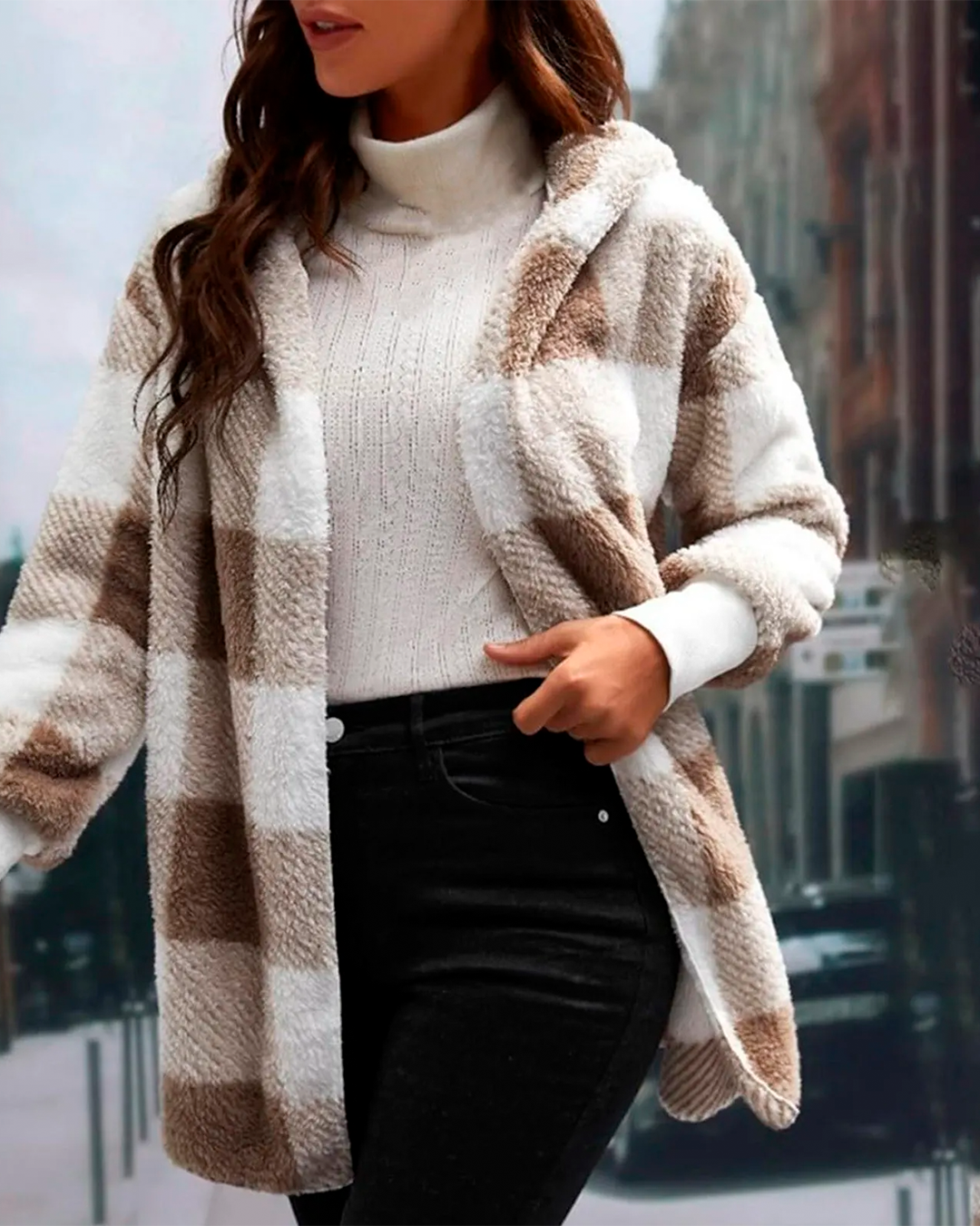 Coat Teddy Plaid Feminine Furry Winter Fashion