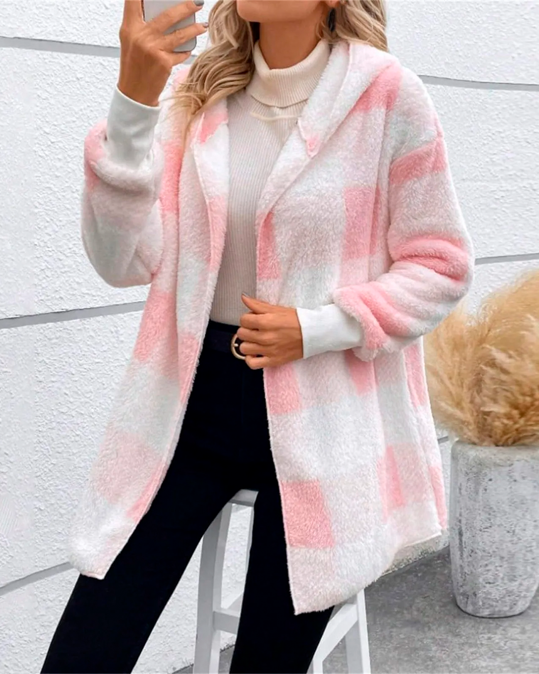 Coat Teddy Plaid Feminine Furry Winter Fashion