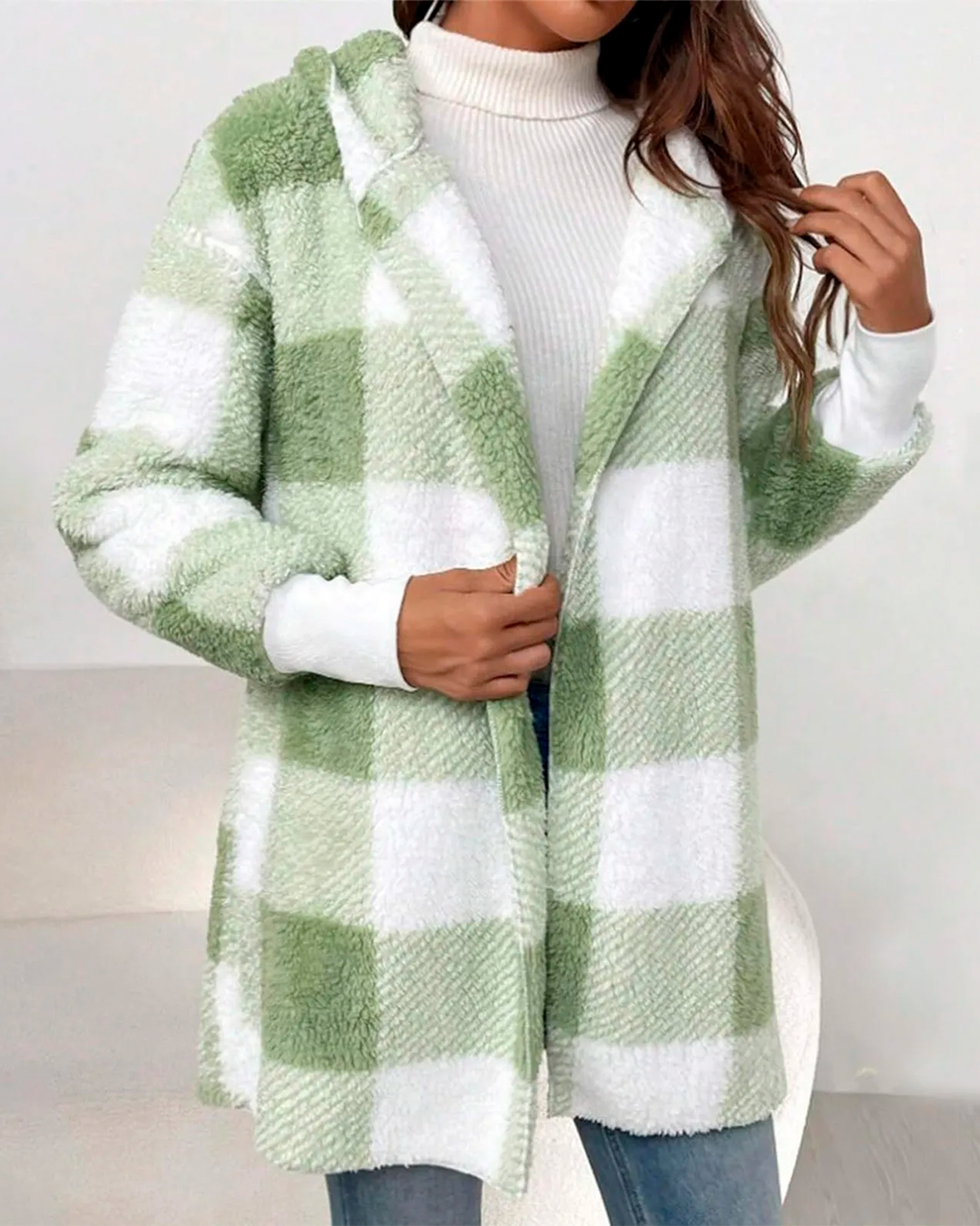 Coat Teddy Plaid Feminine Furry Winter Fashion