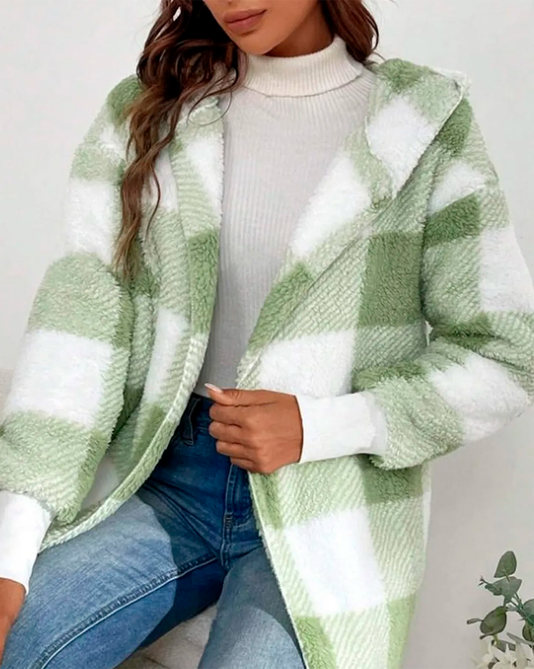 Coat Teddy Plaid Feminine Furry Winter Fashion