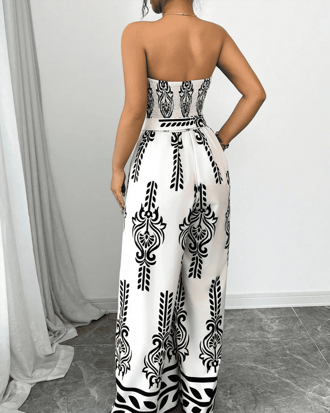 Combinaison Bandeau Ceinturée Imprimé Baroque