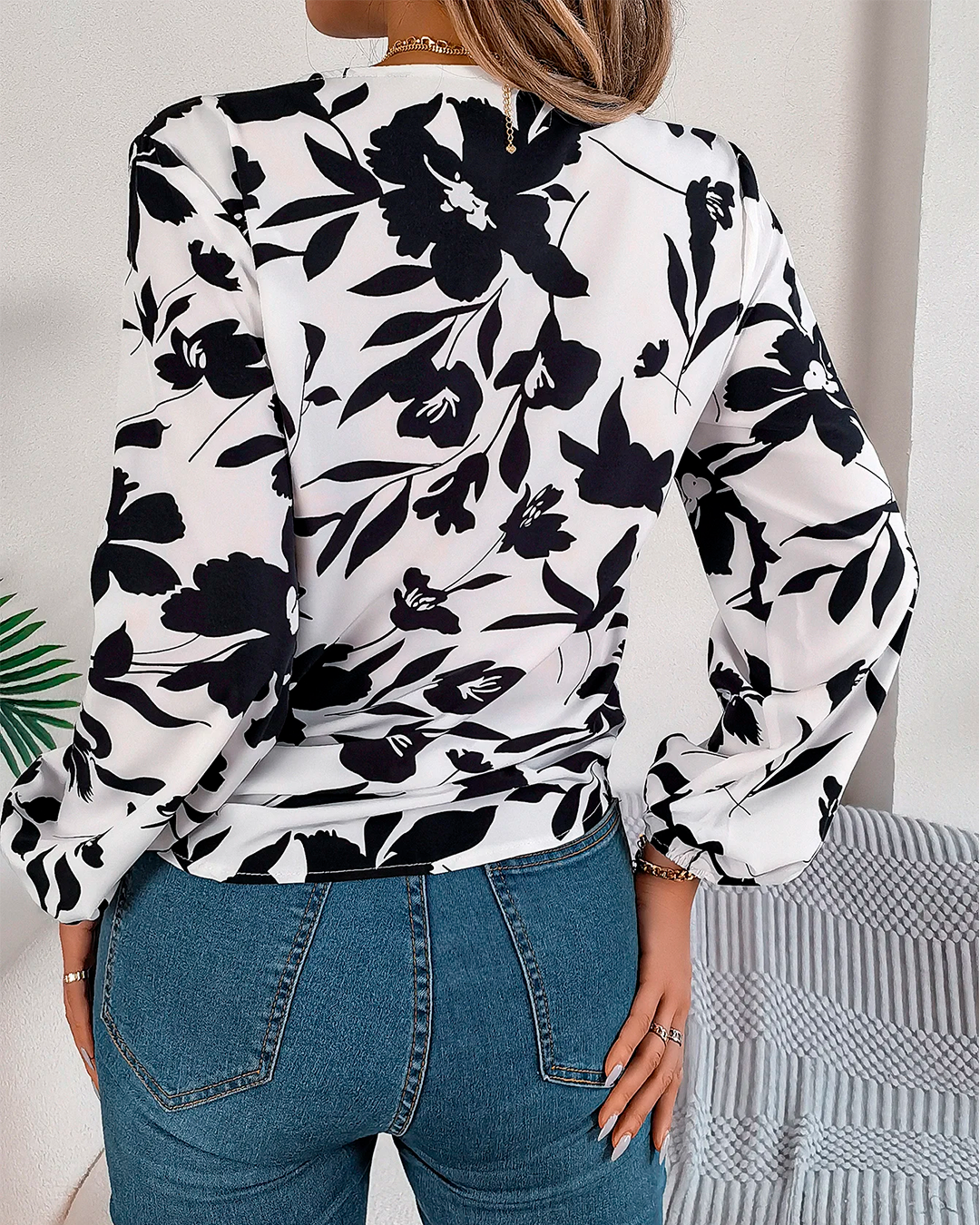 Floral Front Tie Blouse