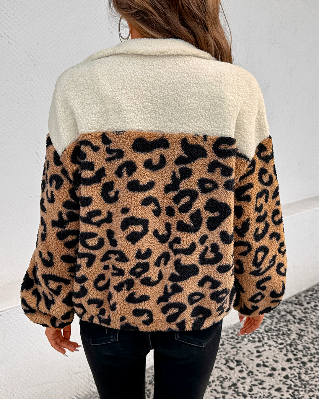 Furry Feminine Jacket Animal Print Casual Winter