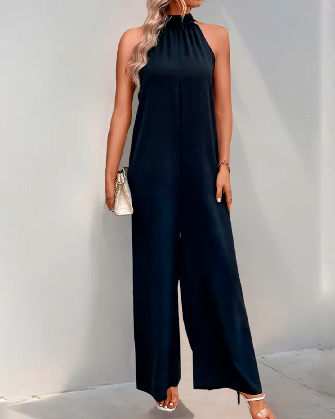 Jumpsuit Women's High Neck Wide Leg Party Chic