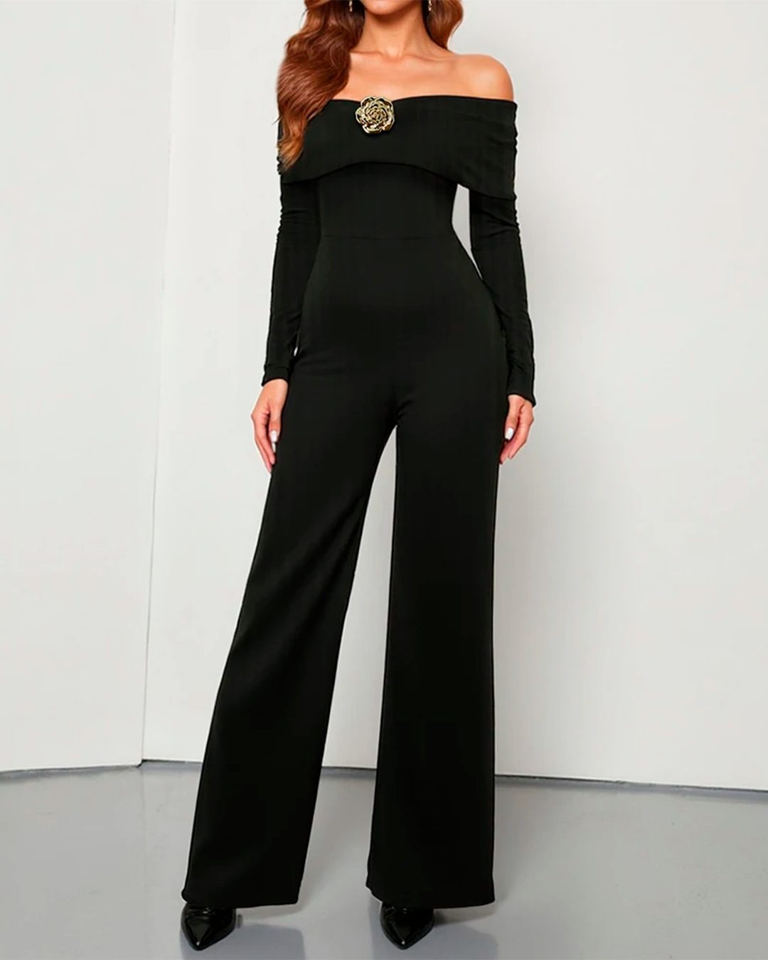 Jumpsuit Women's Off Shoulder Long Sleeve Luxury Detail