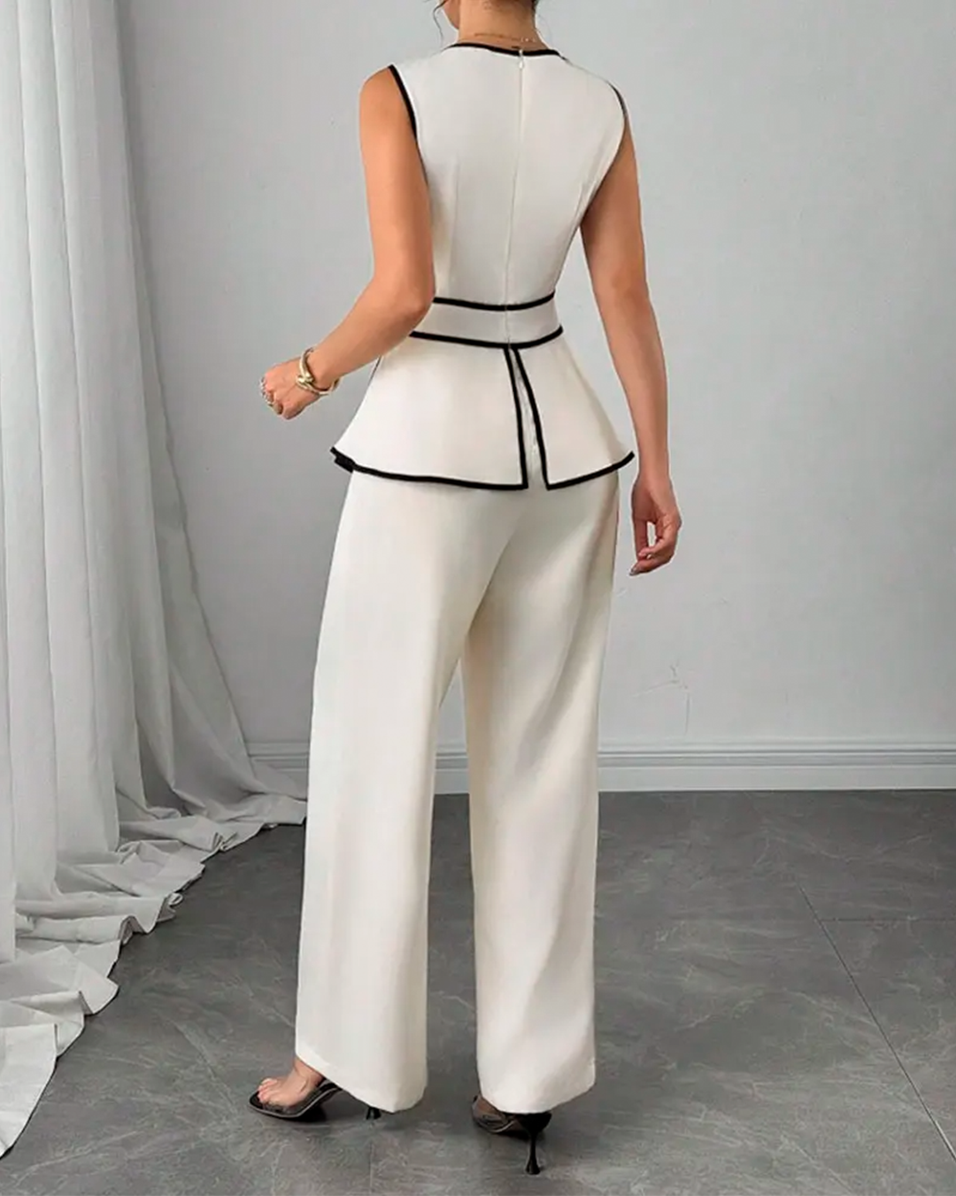 Long Skirt and Sleeveless Peplum Blouse Set