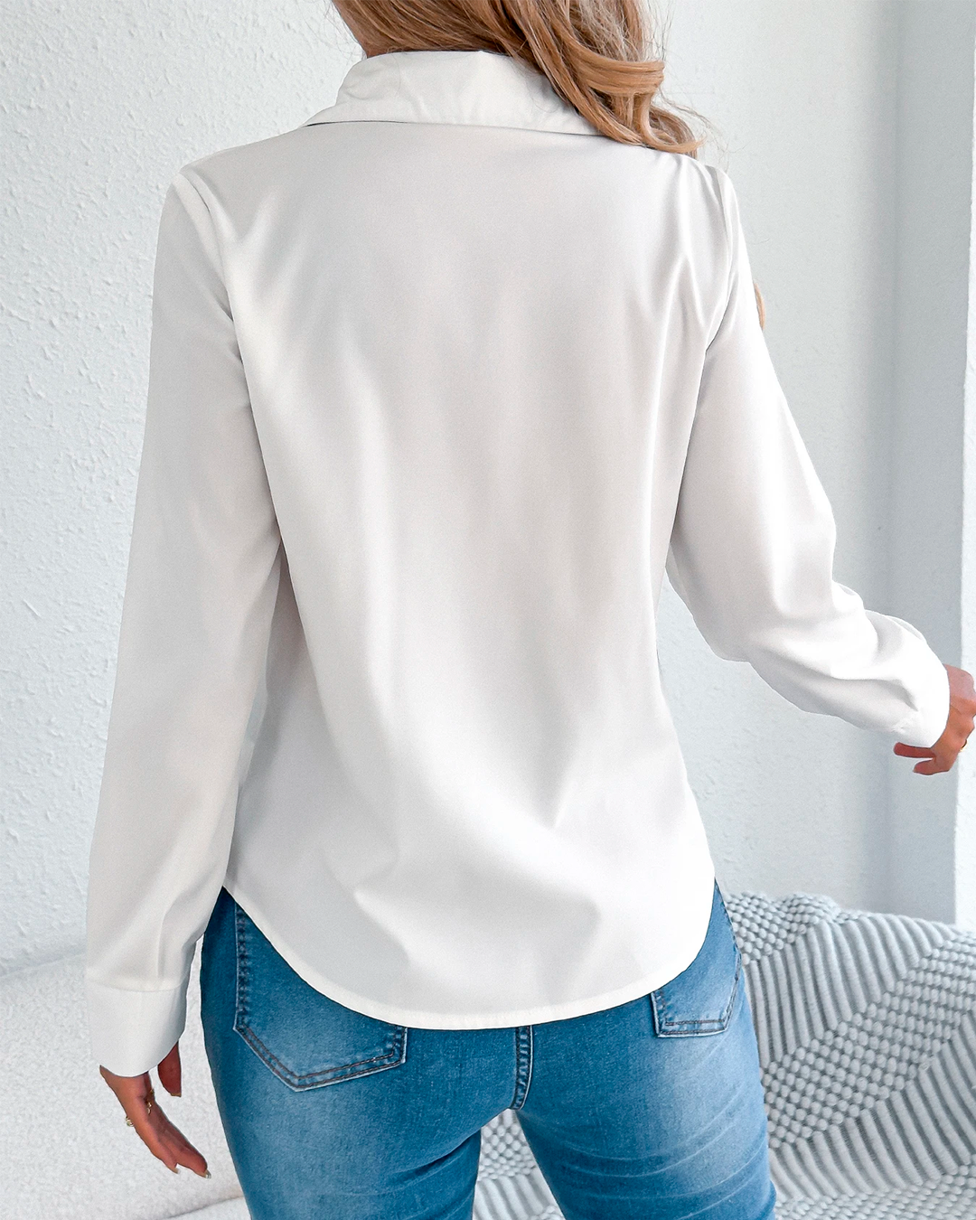 Long Sleeve Pleated Social Blouse