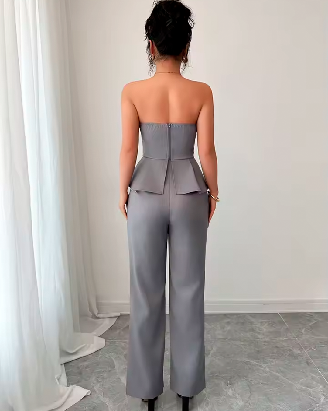 Ensemble Bustier Péplum Pantalon Droit
