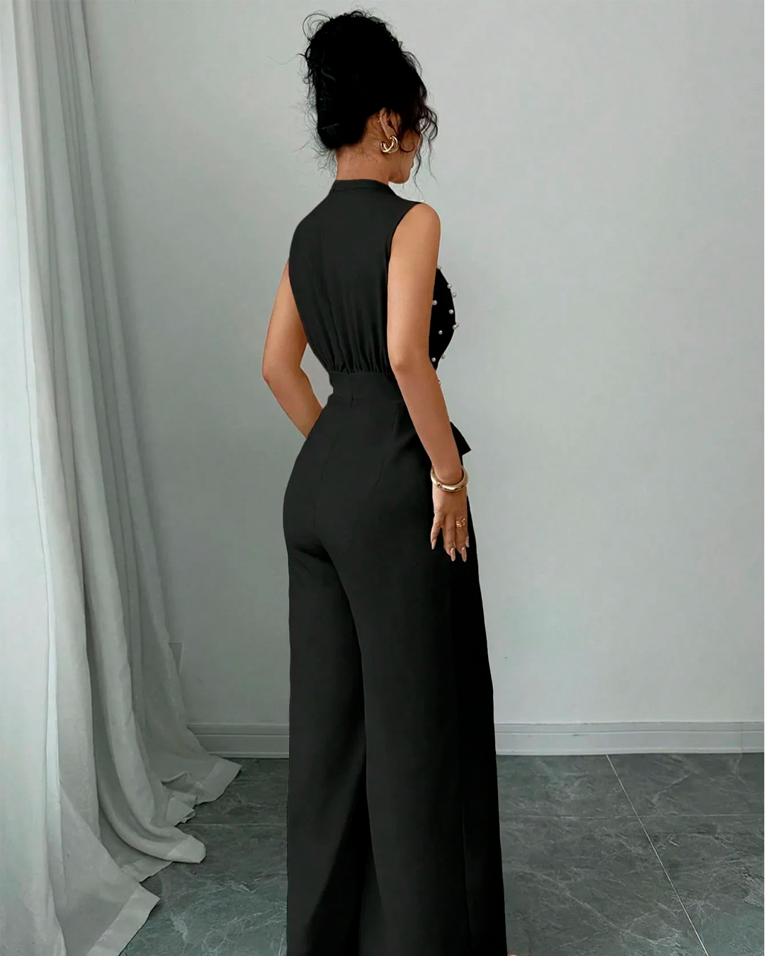 Combinaison Chic Perles Taille Nouée Sans Manches