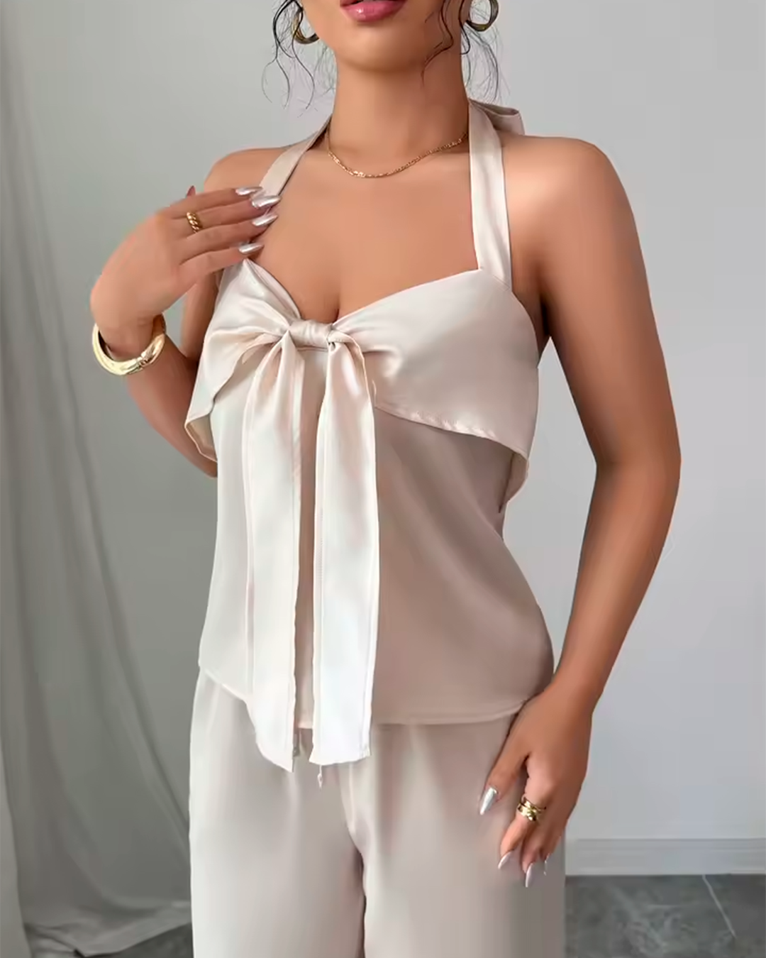 Ensemble Top Nœud Bretelles + Pantalon Fluide