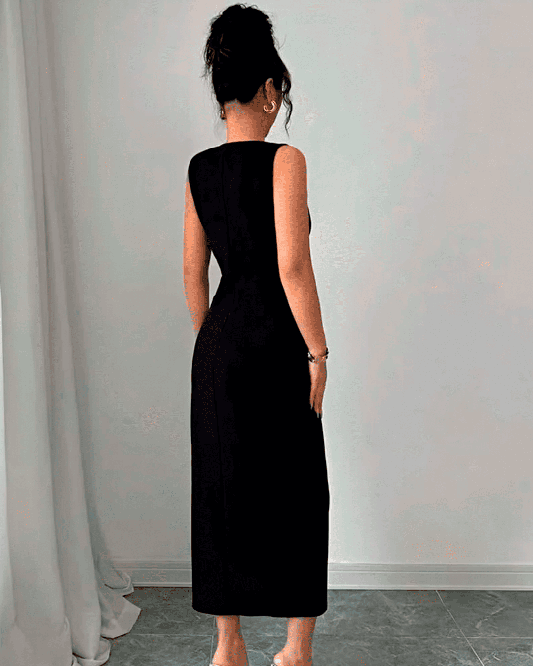 Robe Latérale Fourreau Nœuds Fente