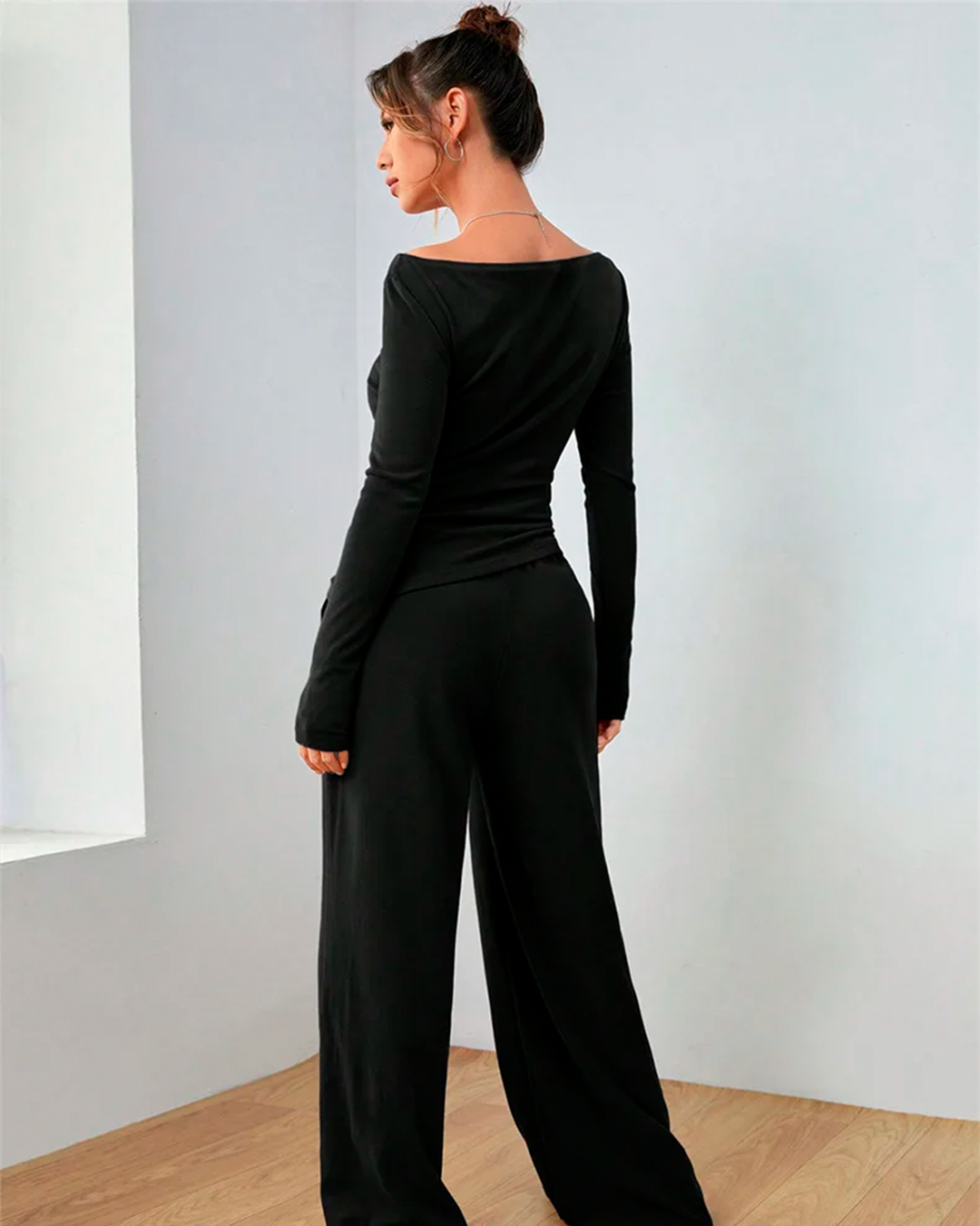 Sleeveless Peplum Top and Wide Leg Pants Set