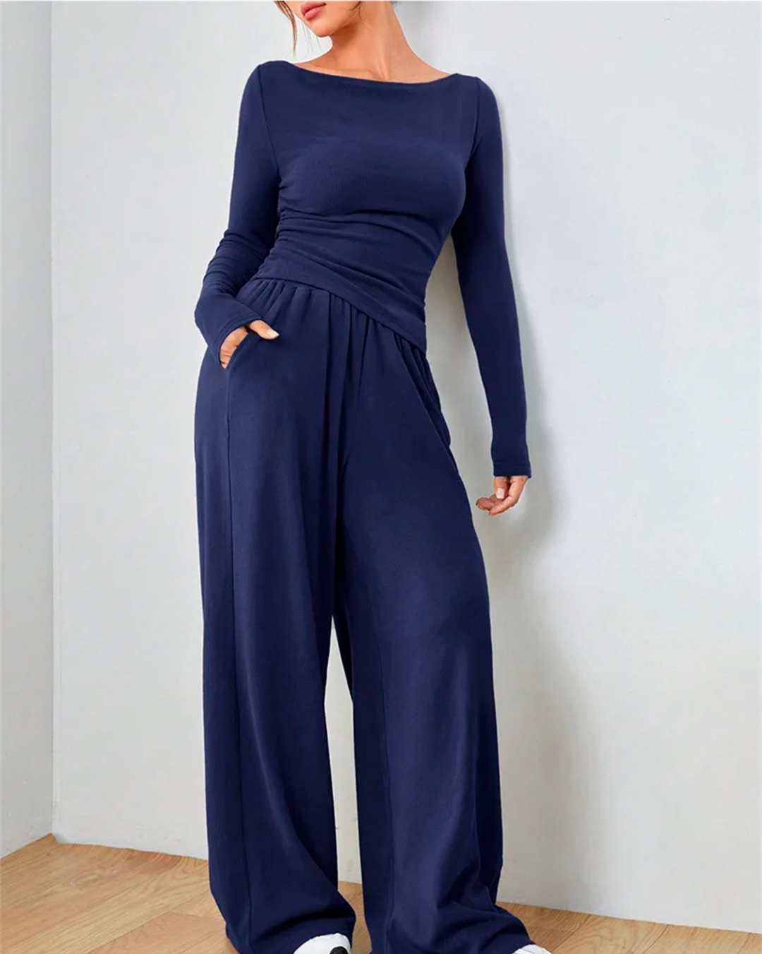 Sleeveless Peplum Top and Wide Leg Pants Set