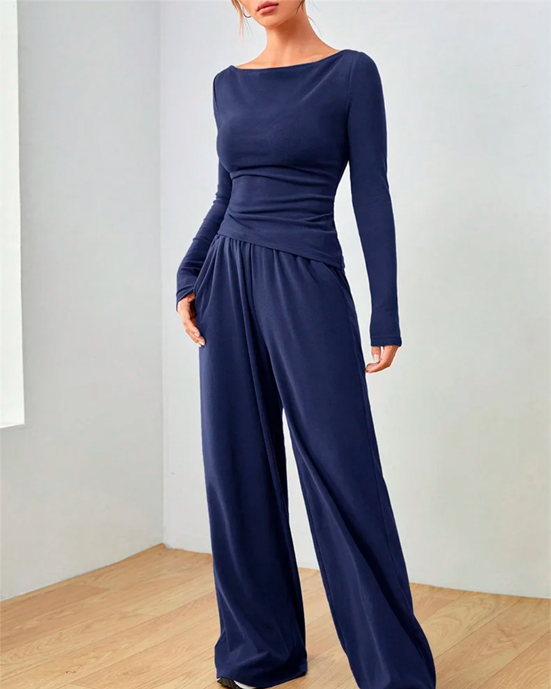 Sleeveless Peplum Top and Wide Leg Pants Set