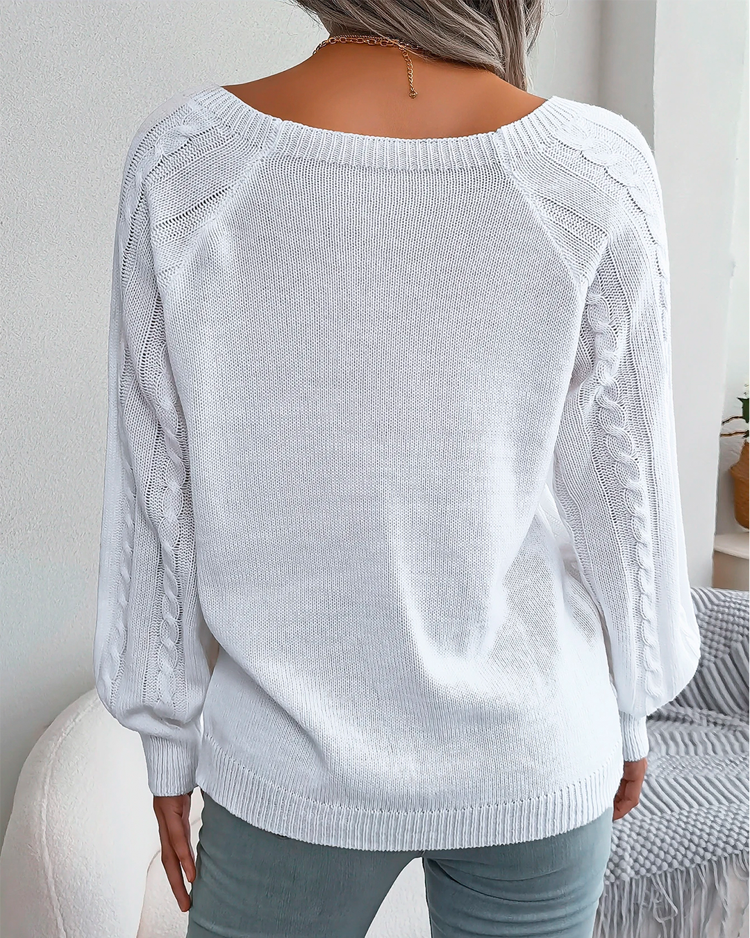 Sweater Women's Orange Knit Button Detail