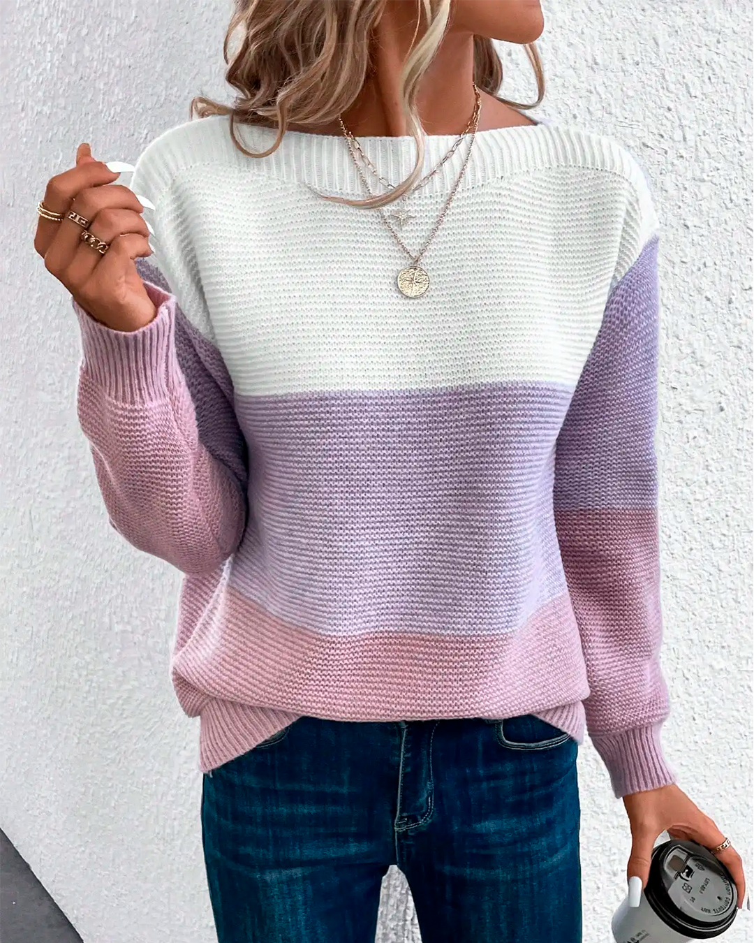 Sweater Women's Pastel Stripe Knit