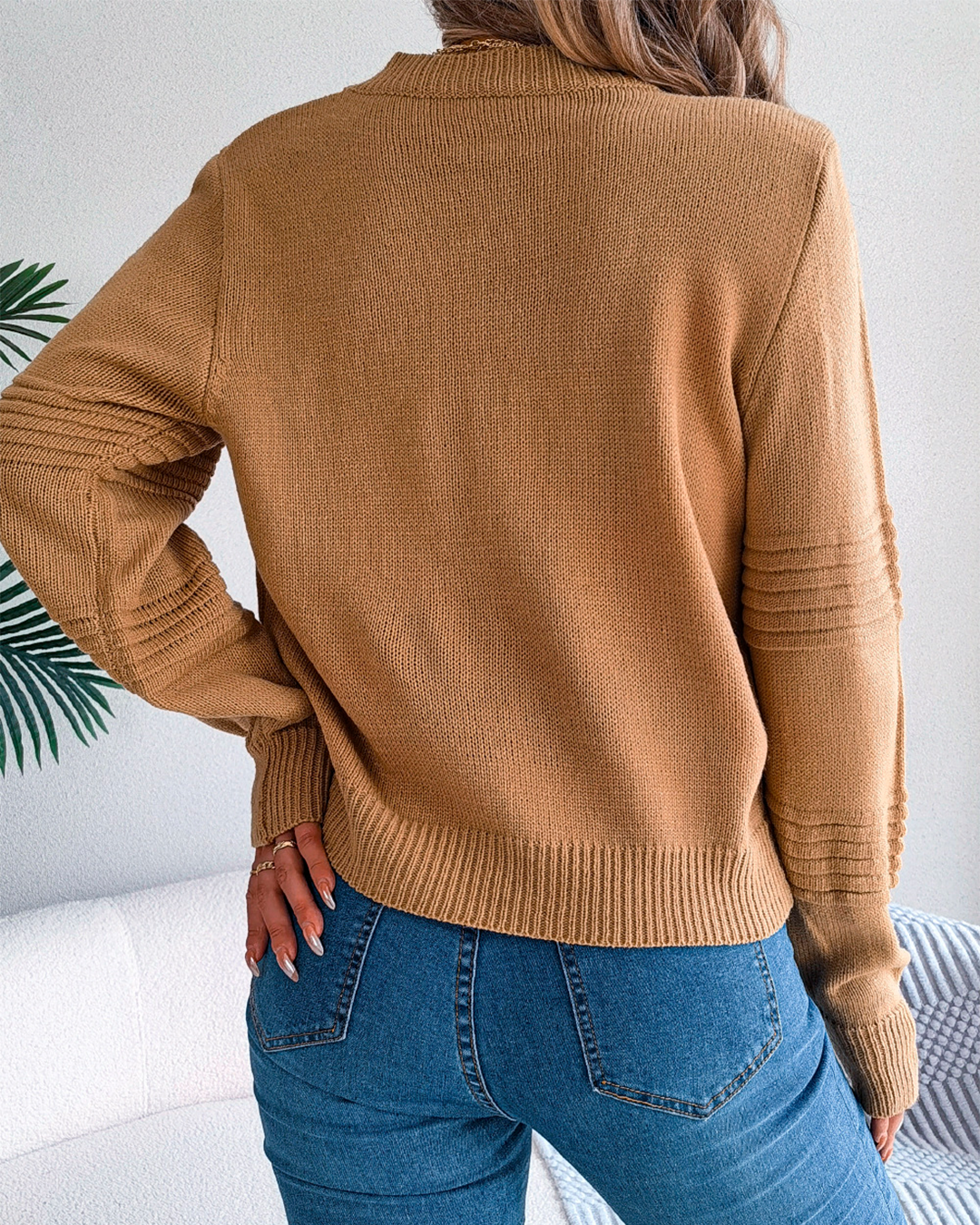 Sweater Women's White Knit Textured Detail
