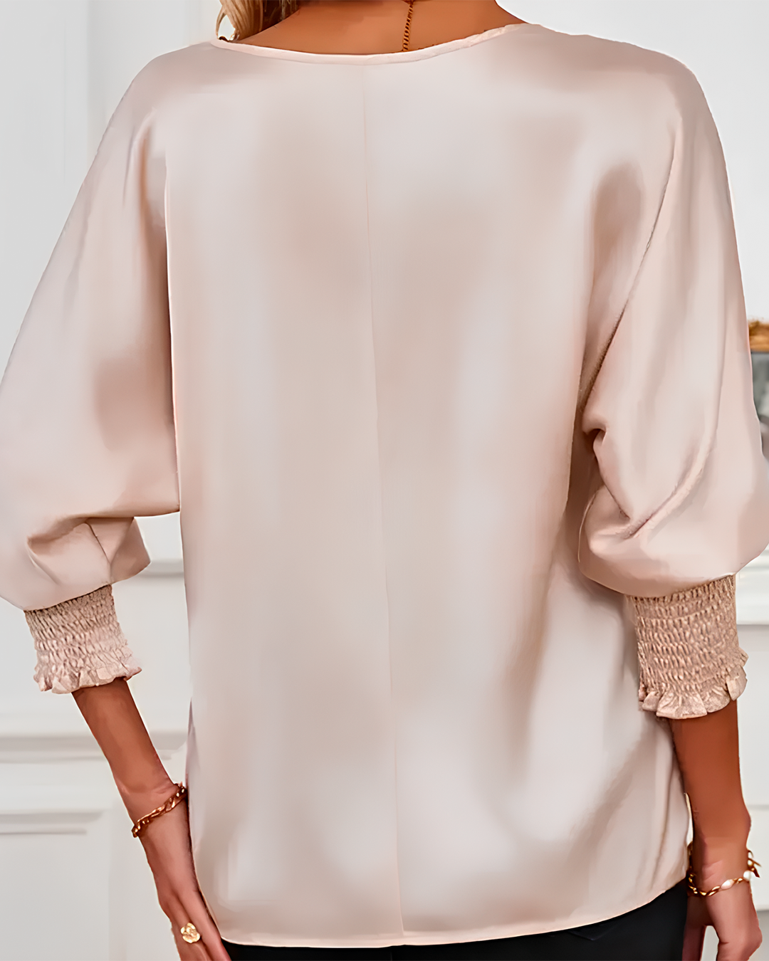 Elegant Silk Blouse with Batwing Sleeves
