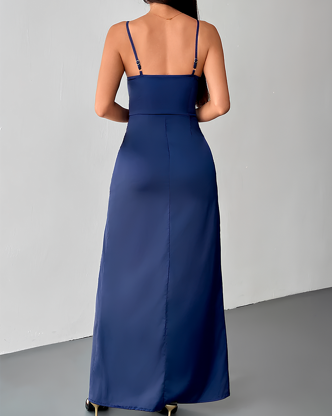 Long Dress with Thin Strap Side Slit