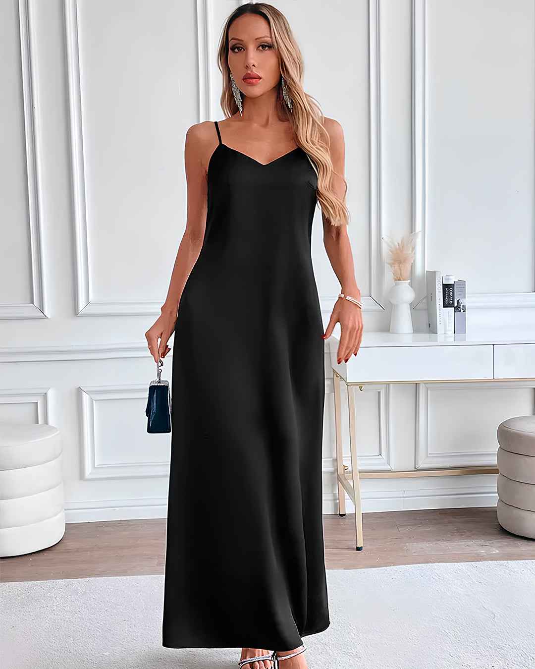 Minimalist Long Dress with Thin Straps