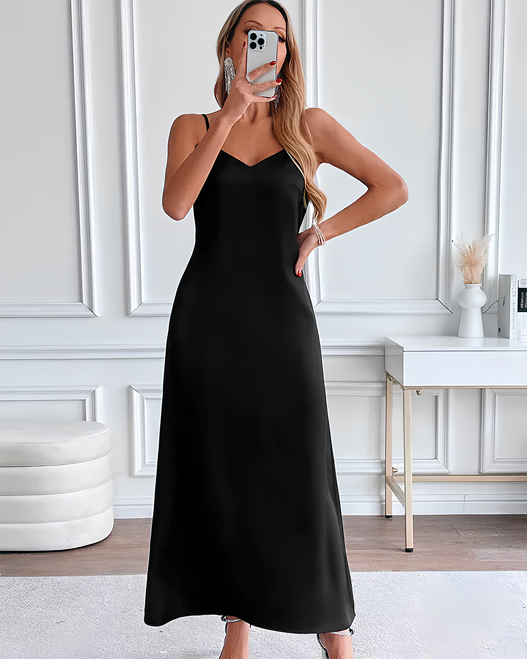 Minimalist Long Dress with Thin Straps