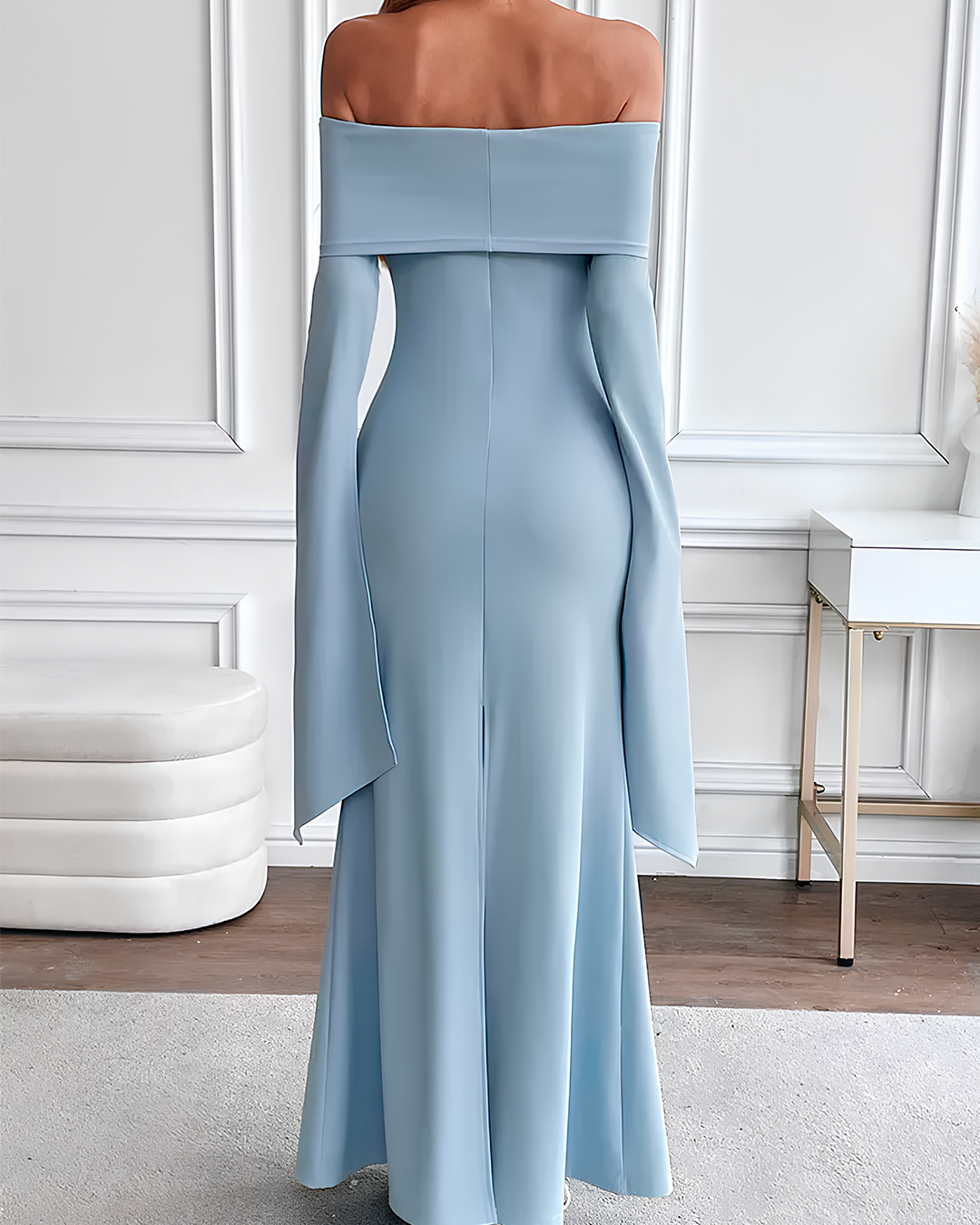 Off Shoulder Loose Sleeve Long Dress