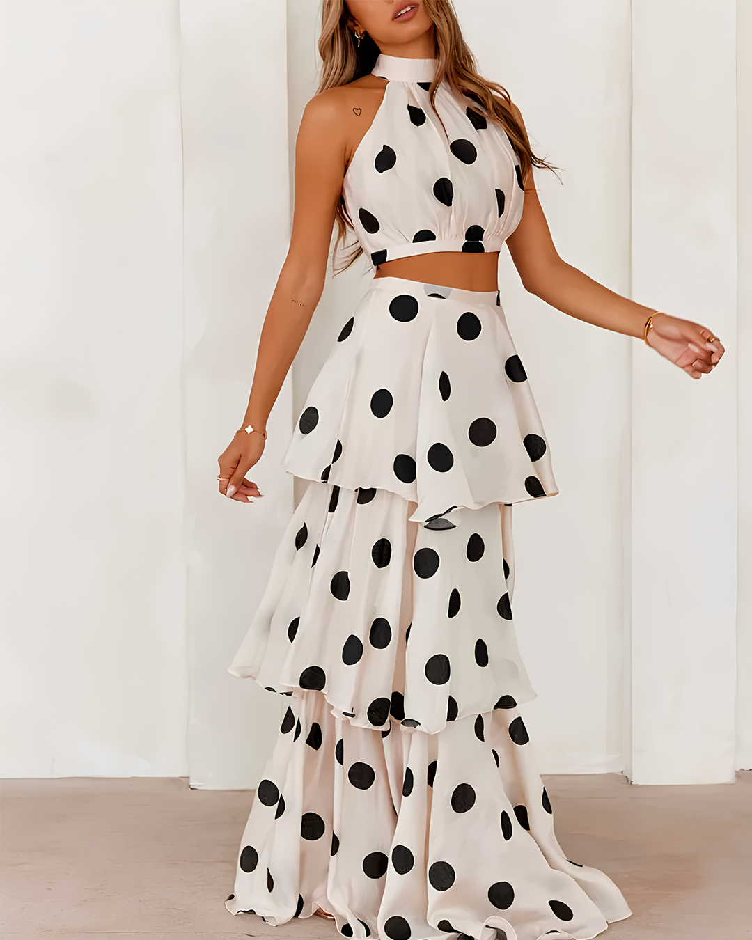 Women's Set: Printed Blouse and Wide-Leg Pants